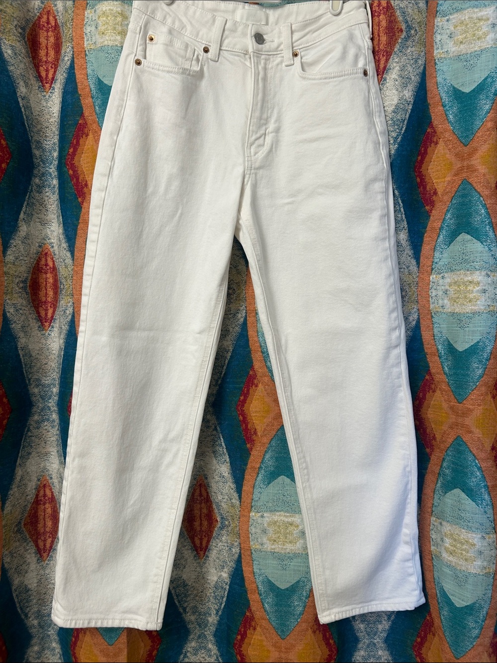 H&M White Denim High-Rise Jeans